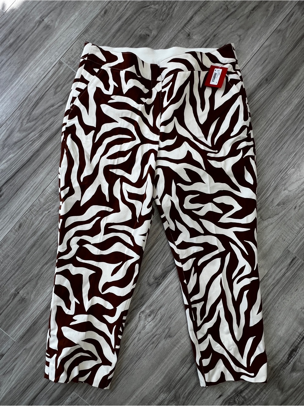 Spanx Polished Pull On Slim Straight Ankle Pant Zebra Print Pants Size L Petite